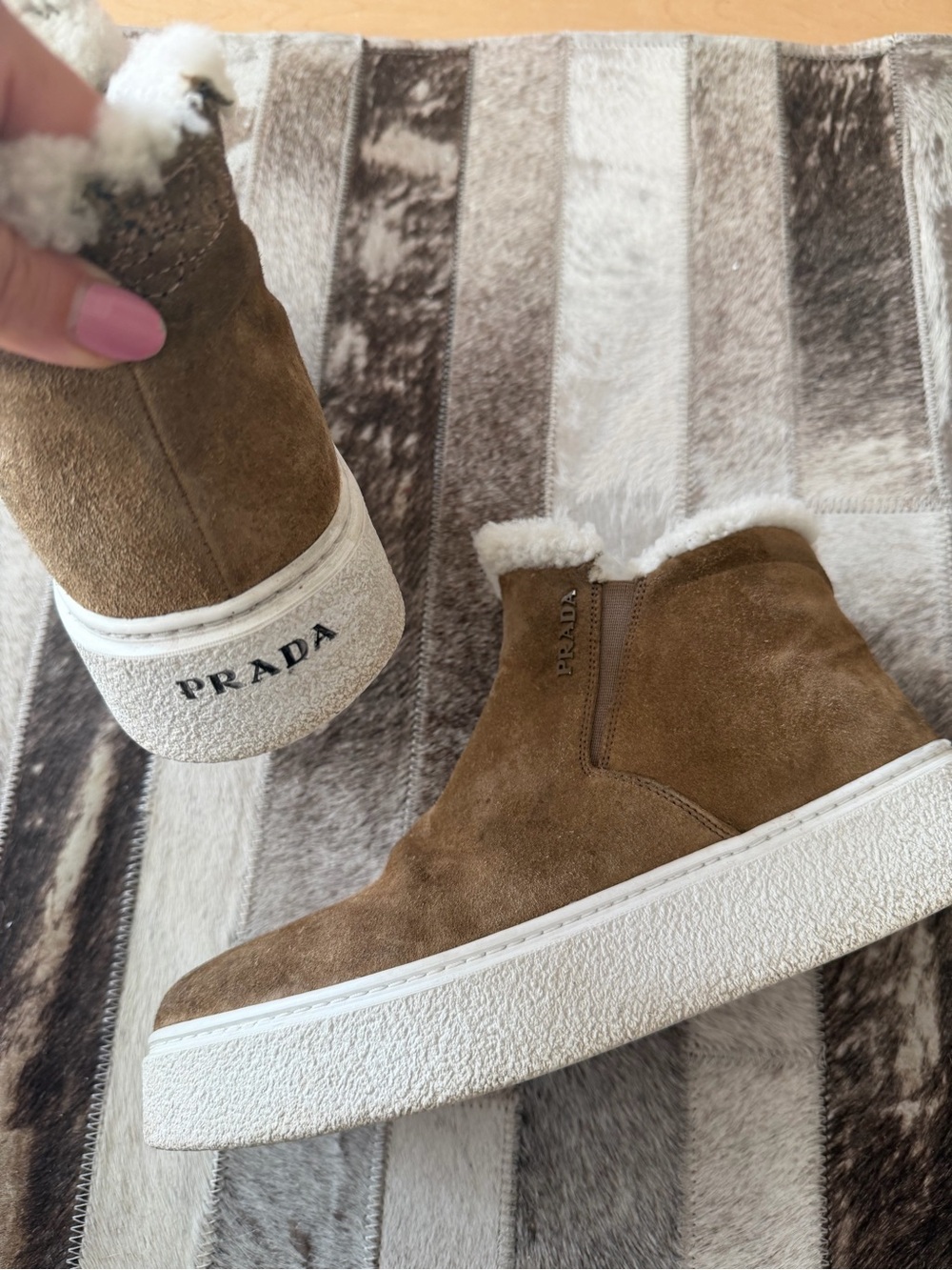 Prada Suede Shearling-Lined Women's Boots / Sneakers | Size 38 / 8